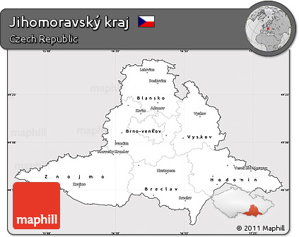 Silver Style Simple Map of Jihomoravský Kraj, cropped outside