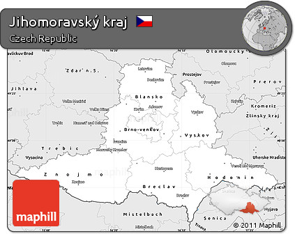 Silver Style Simple Map of Jihomoravský Kraj