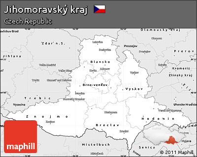 Silver Style Simple Map of Jihomoravský Kraj