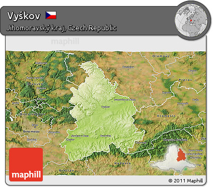 Physical 3D Map of Vyškov, satellite outside