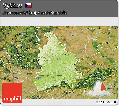 Physical 3D Map of Vyškov, satellite outside