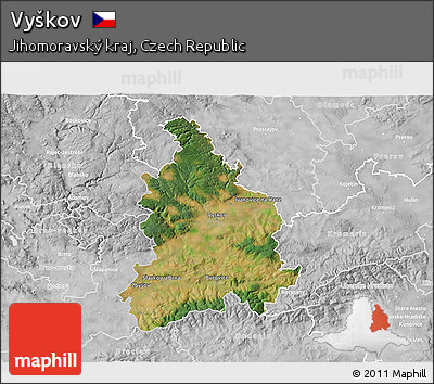Satellite 3D Map of Vyškov, lighten, desaturated