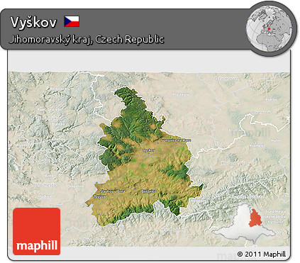 Satellite 3D Map of Vyškov, lighten