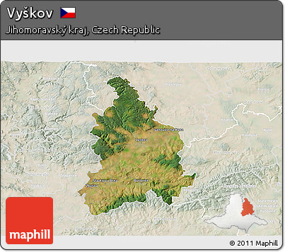 Satellite 3D Map of Vyškov, lighten