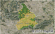 Satellite 3D Map of Vyškov, semi-desaturated