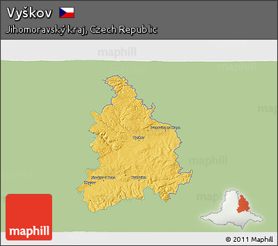 Savanna Style 3D Map of Vyškov, single color outside