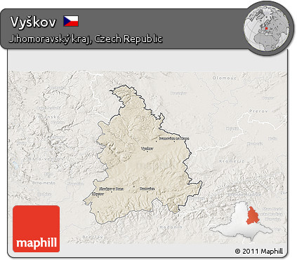Shaded Relief 3D Map of Vyškov, lighten