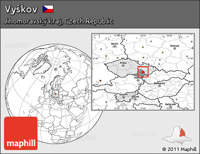 Blank Location Map of Vyškov, highlighted country, highlighted parent region