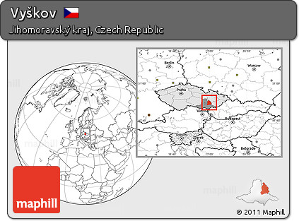 Blank Location Map of Vyškov, highlighted country, highlighted parent region