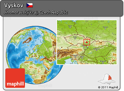 Physical Location Map of Vyškov