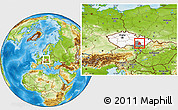Physical Location Map of Vyškov, highlighted country, highlighted parent region, within the entire country