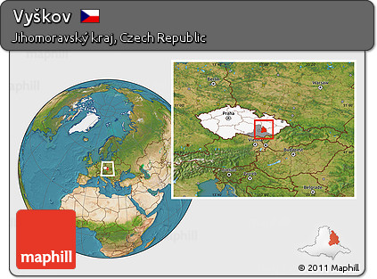 Satellite Location Map of Vyškov, highlighted country, highlighted parent region
