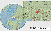 Savanna Style Location Map of Vyškov, hill shading