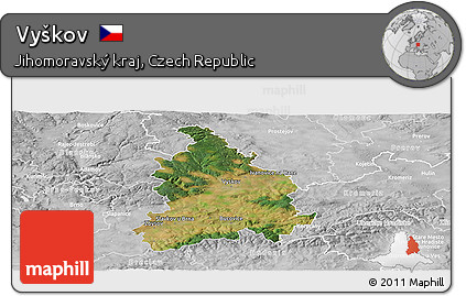 Satellite Panoramic Map of Vyškov, lighten, desaturated