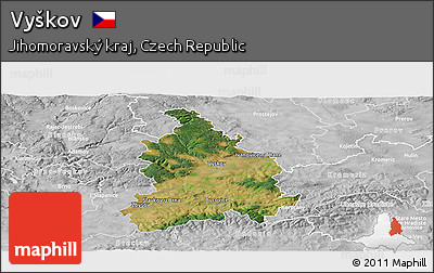 Satellite Panoramic Map of Vyškov, lighten, desaturated
