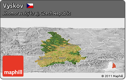 Satellite Panoramic Map of Vyškov, lighten, desaturated