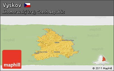 Savanna Style Panoramic Map of Vyškov, single color outside