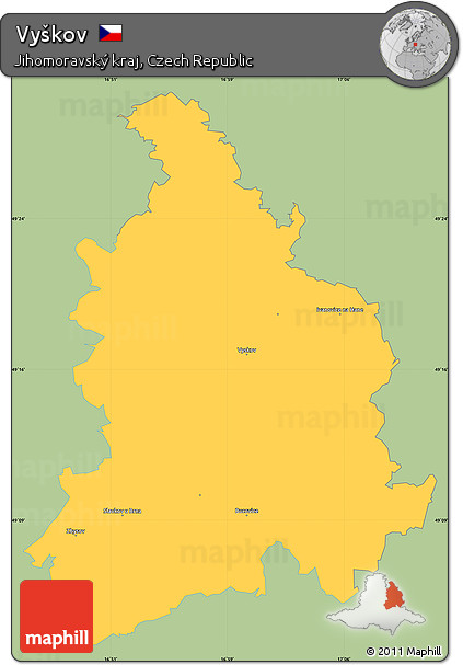 Savanna Style Simple Map of Vyškov, single color outside