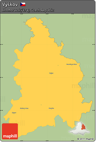 Savanna Style Simple Map of Vyškov, single color outside