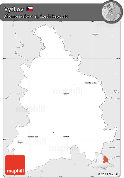 Silver Style Simple Map of Vyškov
