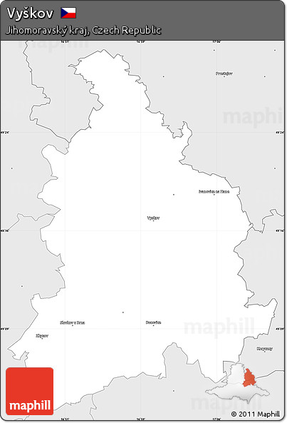 Silver Style Simple Map of Vyškov