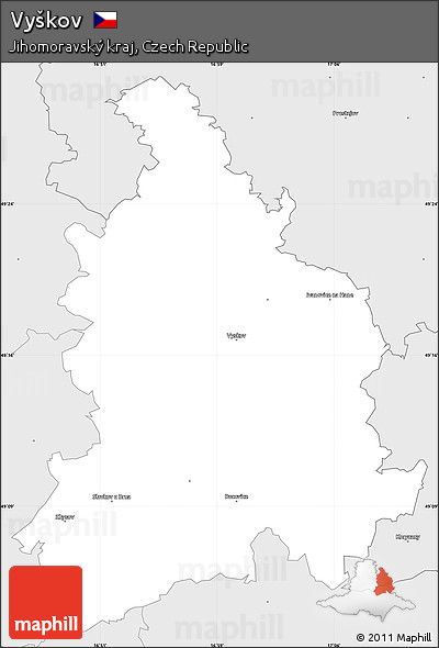 Silver Style Simple Map of Vyškov