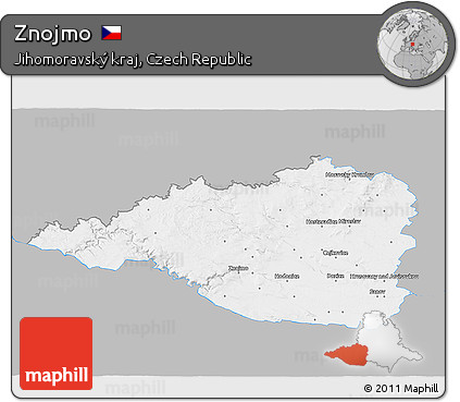 Gray 3D Map of Znojmo, single color outside