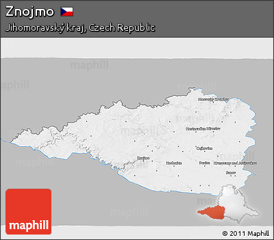 Gray 3D Map of Znojmo, single color outside