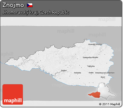 Gray 3D Map of Znojmo, single color outside