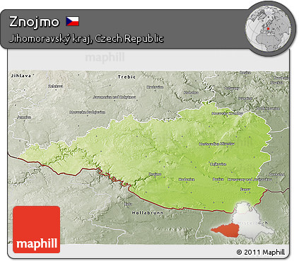 Physical 3D Map of Znojmo, semi-desaturated