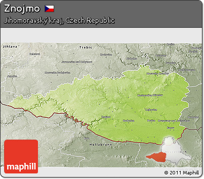 Physical 3D Map of Znojmo, semi-desaturated