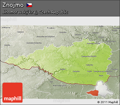 Physical 3D Map of Znojmo, semi-desaturated