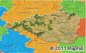 Satellite 3D Map of Znojmo, political outside