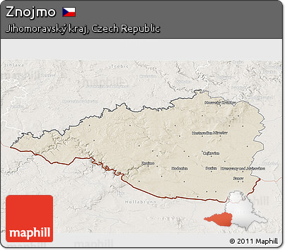 Shaded Relief 3D Map of Znojmo, lighten
