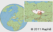 Savanna Style Location Map of Znojmo, highlighted country, highlighted parent region, within the entire country