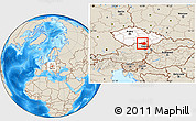 Shaded Relief Location Map of Znojmo, highlighted country