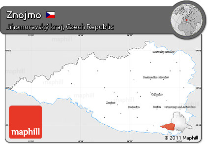 Silver Style Simple Map of Znojmo, single color outside