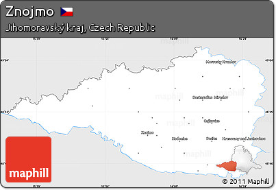 Silver Style Simple Map of Znojmo, single color outside