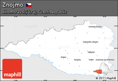 Silver Style Simple Map of Znojmo, single color outside
