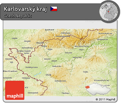 Physical 3D Map of Karlovarský Kraj
