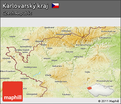 Physical 3D Map of Karlovarský Kraj
