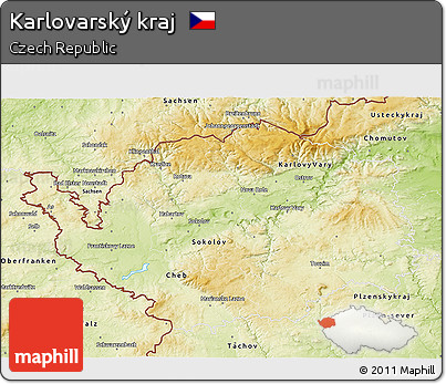Physical 3D Map of Karlovarský Kraj