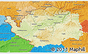 Physical 3D Map of Karlovarský kraj, political outside