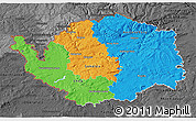 Political 3D Map of Karlovarský kraj, darken, desaturated