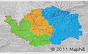 Political 3D Map of Karlovarský kraj, lighten, desaturated