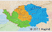 Political 3D Map of Karlovarský kraj, lighten