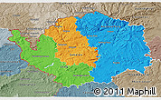 Political 3D Map of Karlovarský kraj, semi-desaturated
