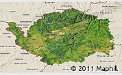 Satellite 3D Map of Karlovarský kraj, shaded relief outside