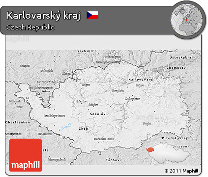 Silver Style 3D Map of Karlovarský Kraj