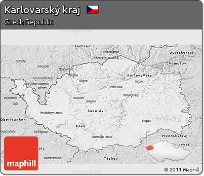 Silver Style 3D Map of Karlovarský Kraj